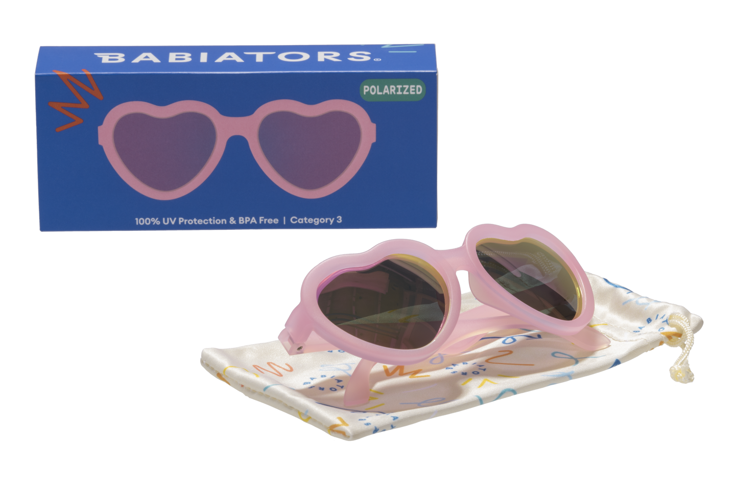Babiators - Frosted Pink Polarized Heart Sunglasses with Mirrored Lens: Ages 6+