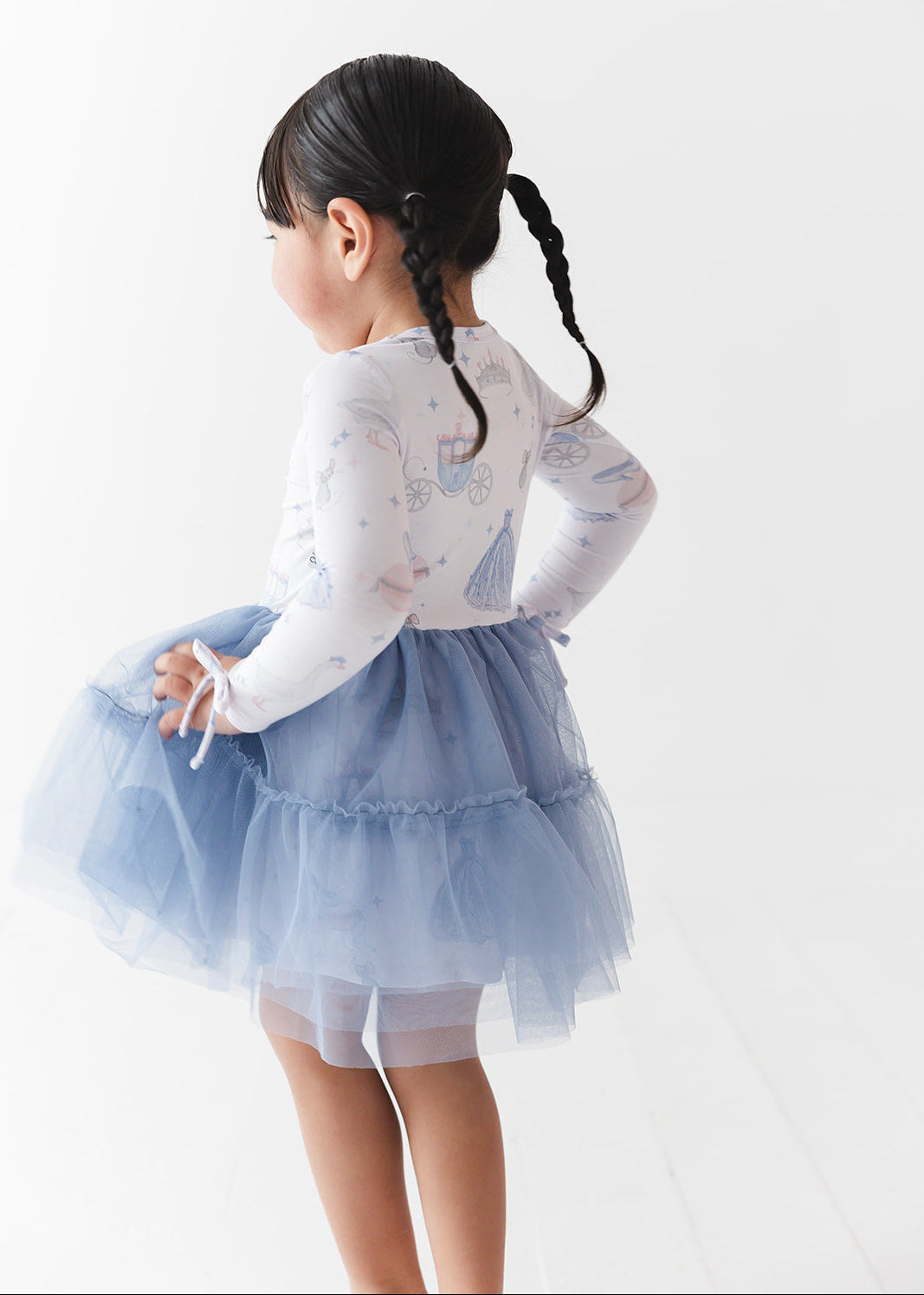 Bamboo tulle little girl or toddler dress with vintage Disney Cinderella print.