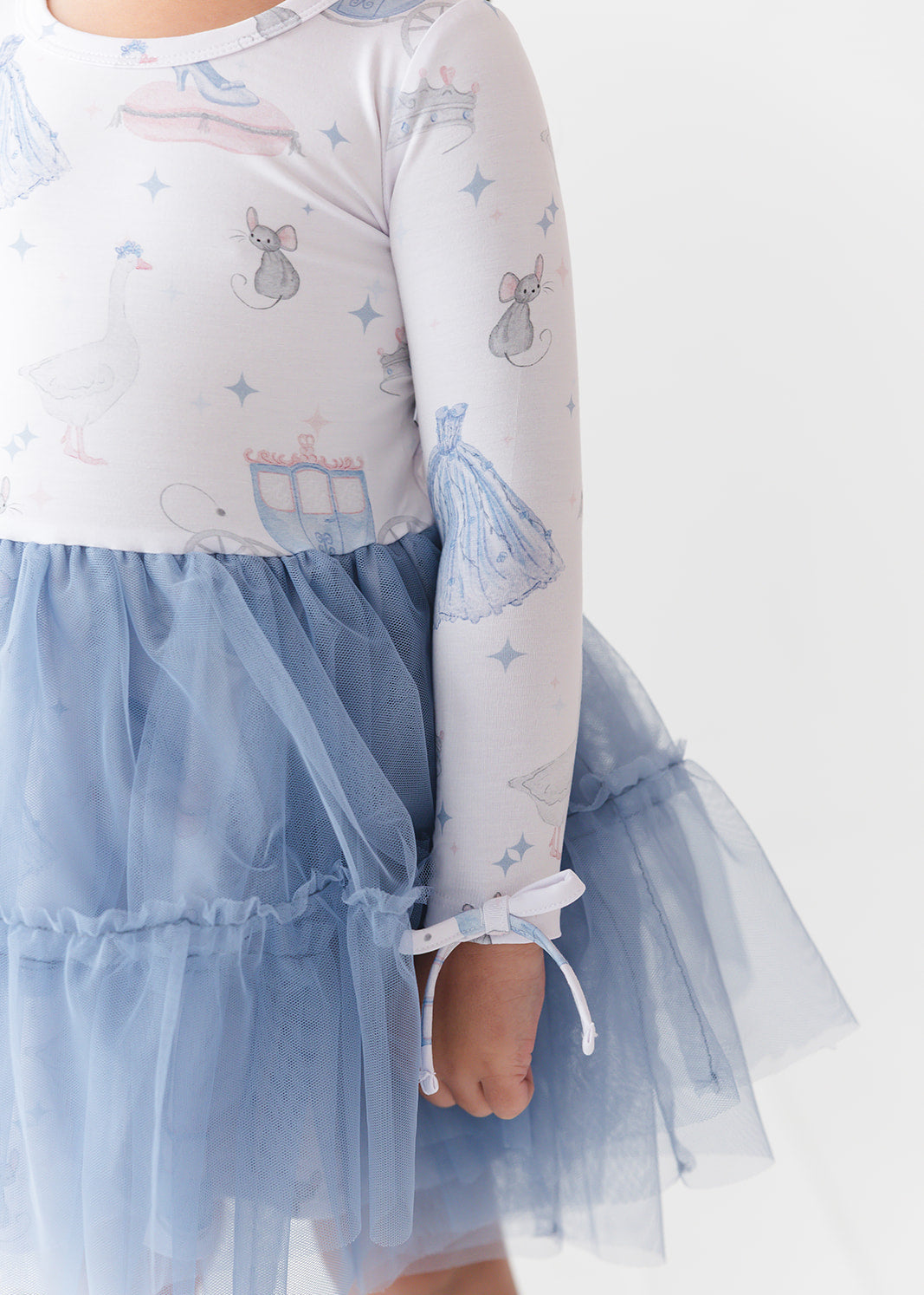 Bamboo tulle little girl or toddler dress with vintage Disney Cinderella print.
