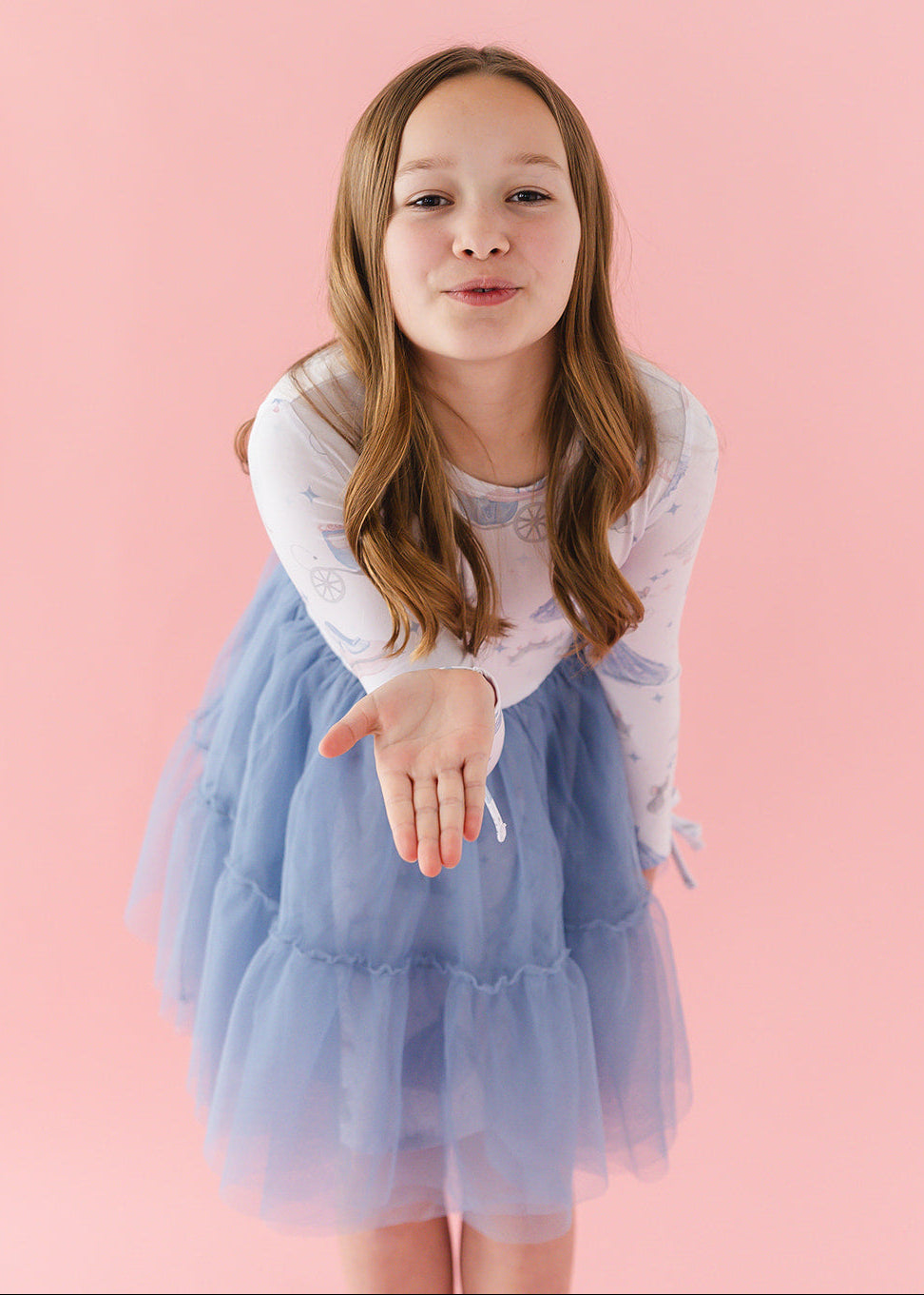 Bamboo tulle little girl or toddler dress with vintage Disney Cinderella print.