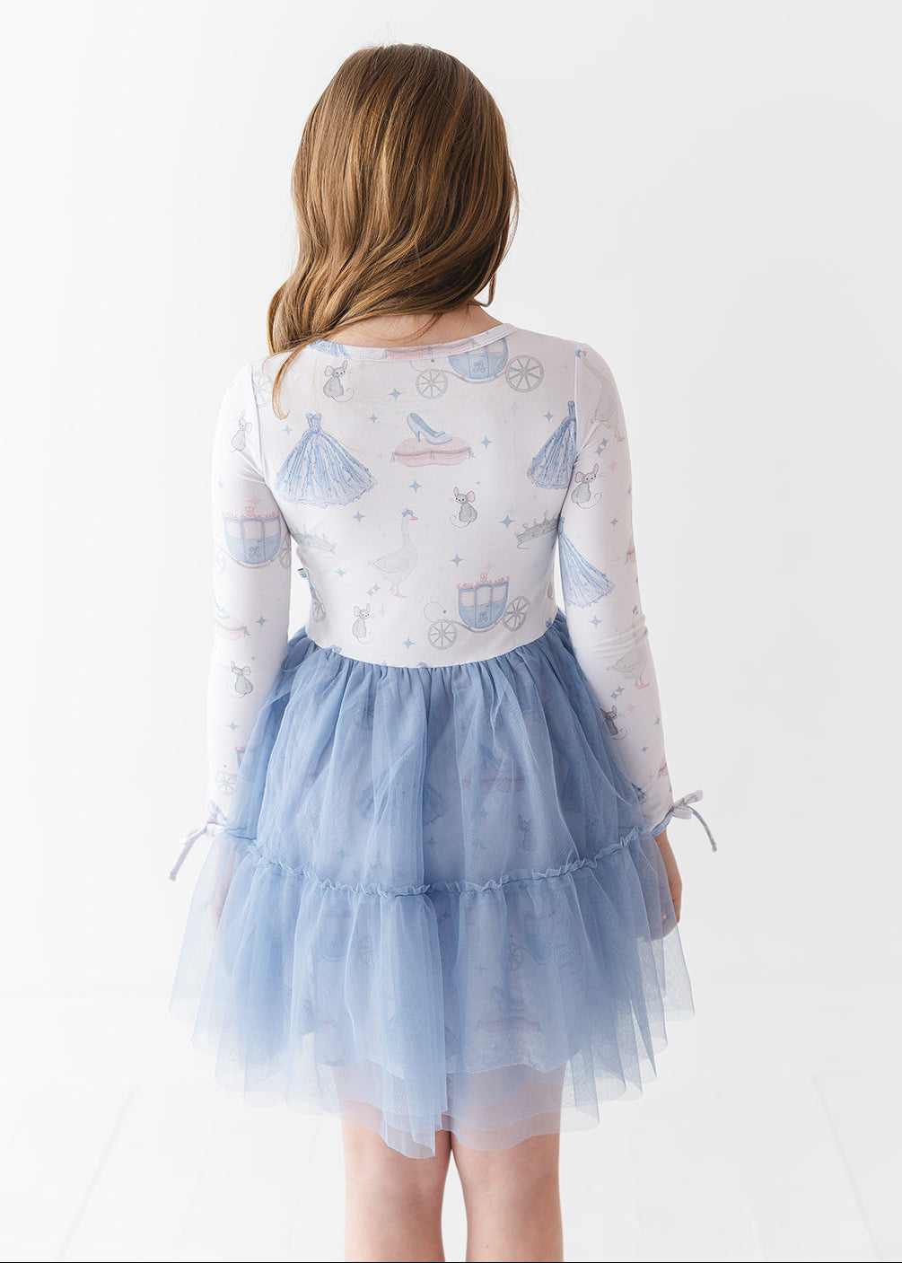 Bamboo tulle little girl or toddler dress with vintage Disney Cinderella print.