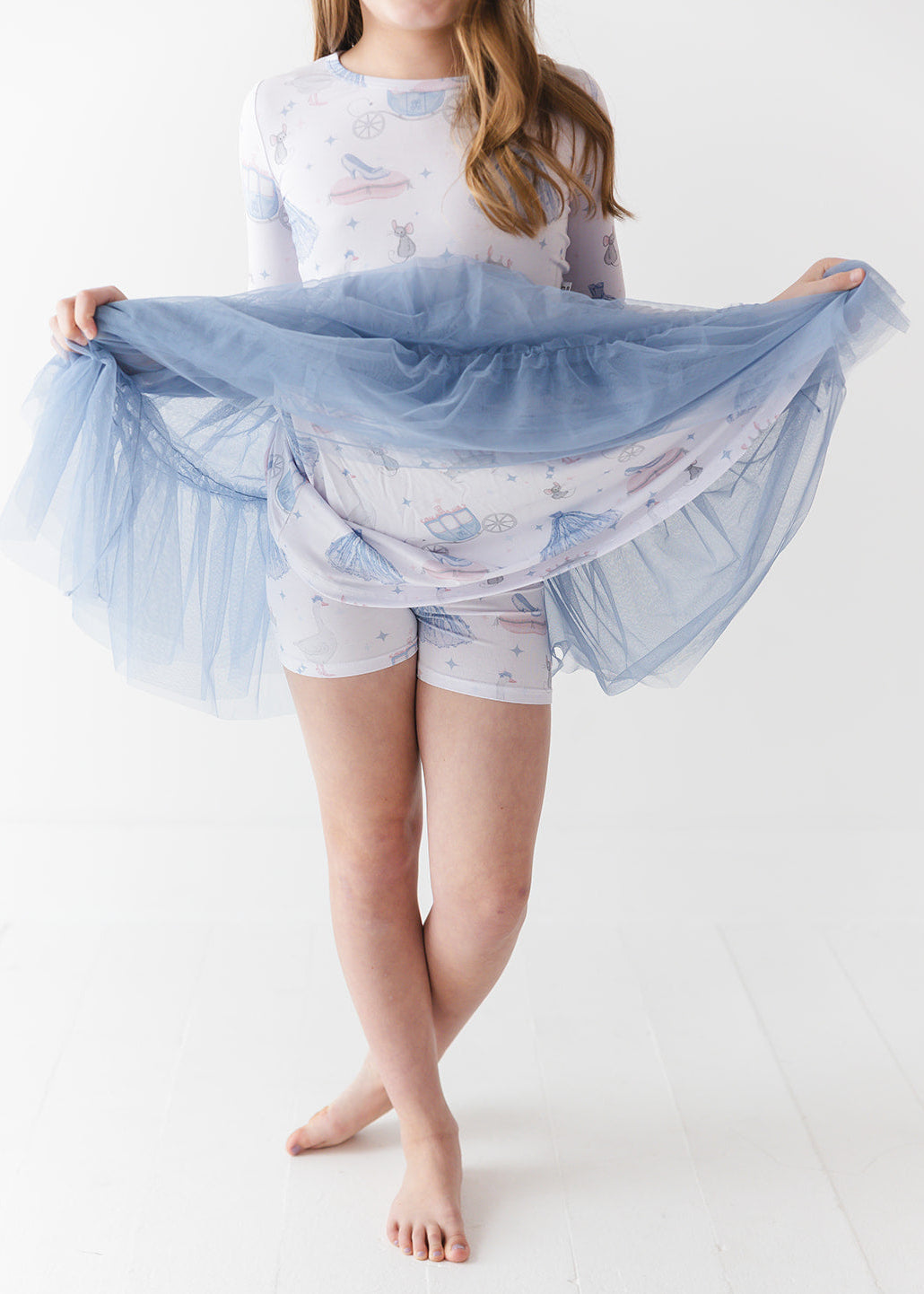 Bamboo tulle little girl or toddler dress with vintage Disney Cinderella print.