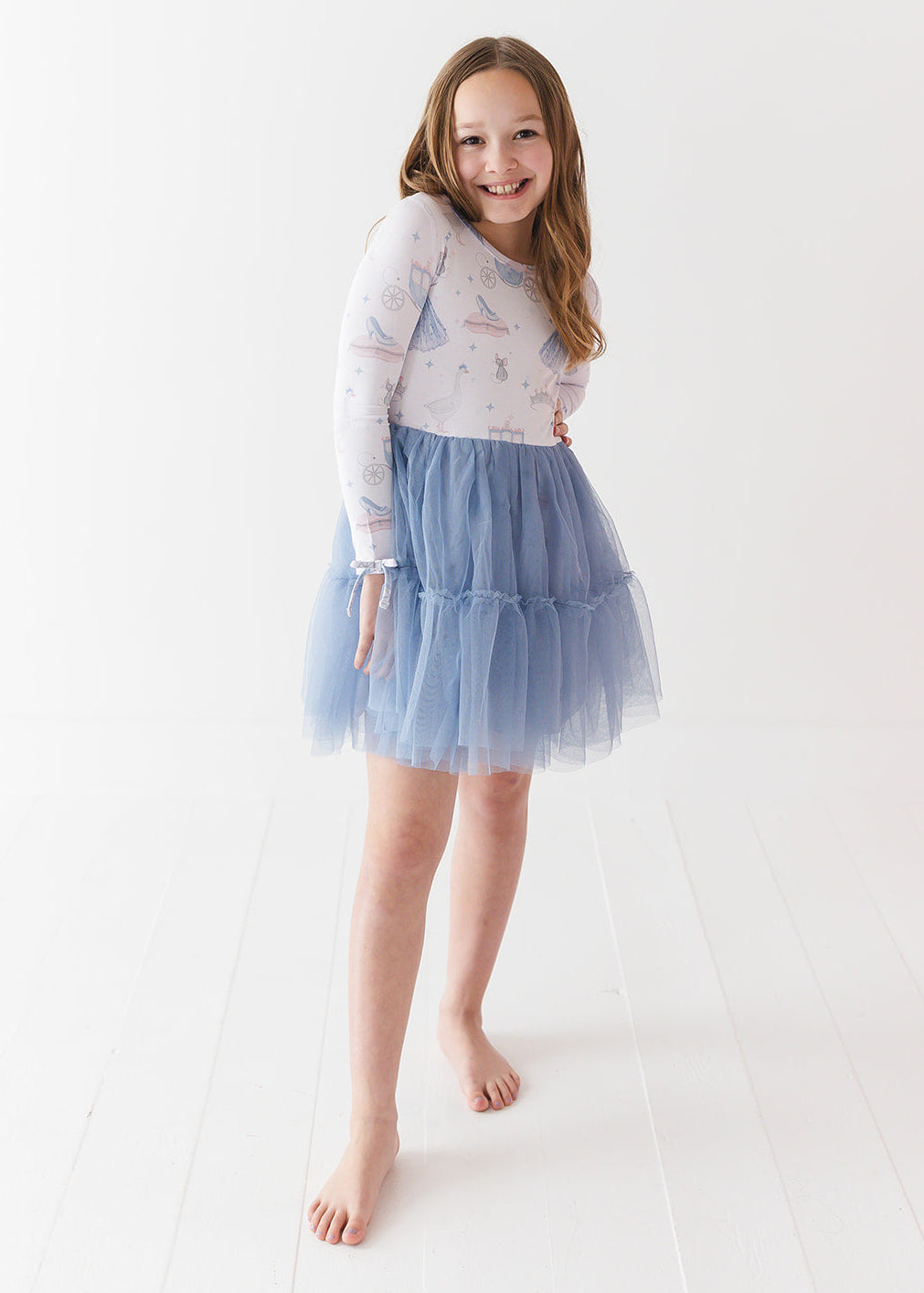 Bamboo tulle little girl or toddler dress with vintage Disney Cinderella print.