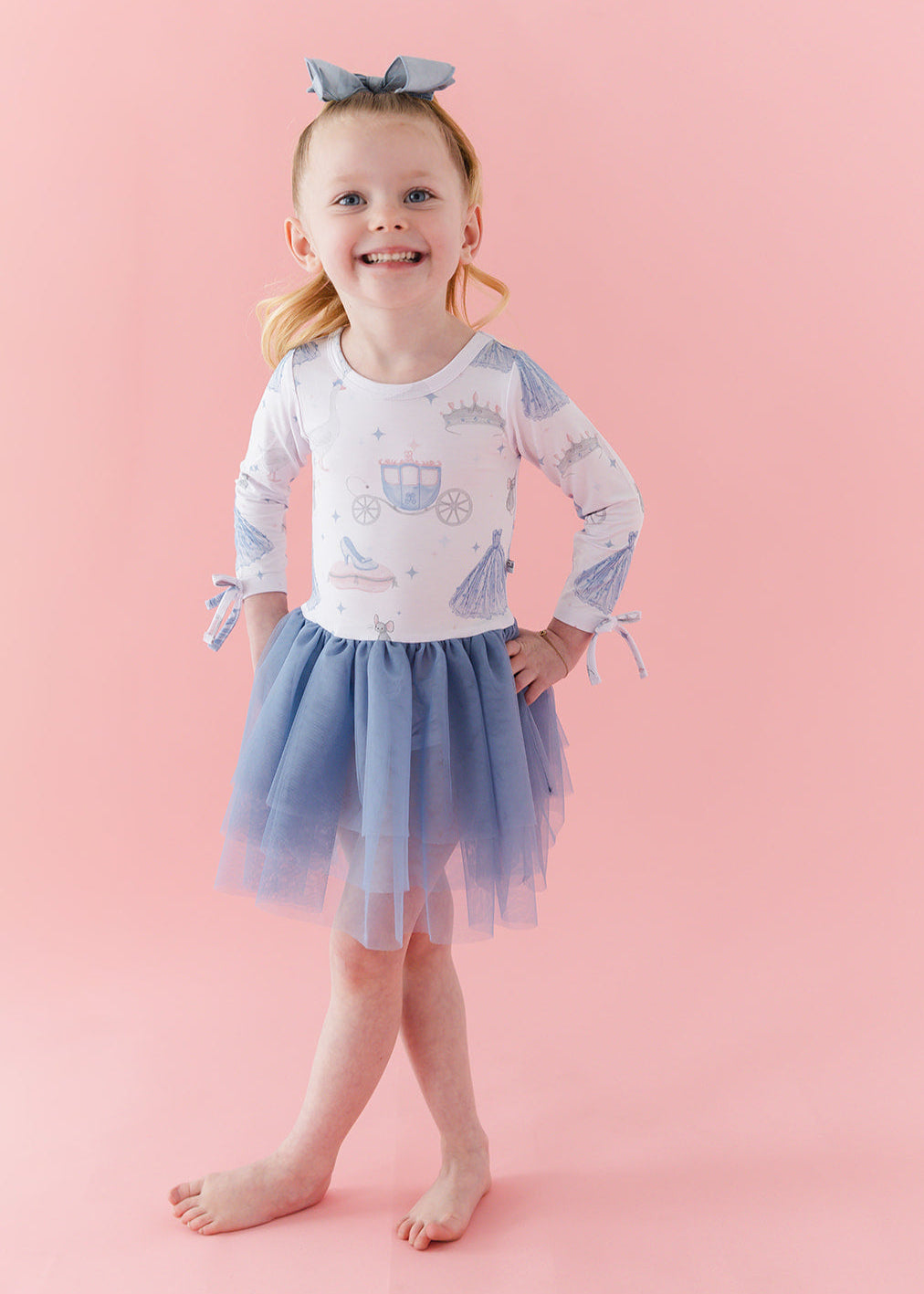 Bamboo tulle dress with bodysuit underneath. Print is vintage Disney Cinderella.