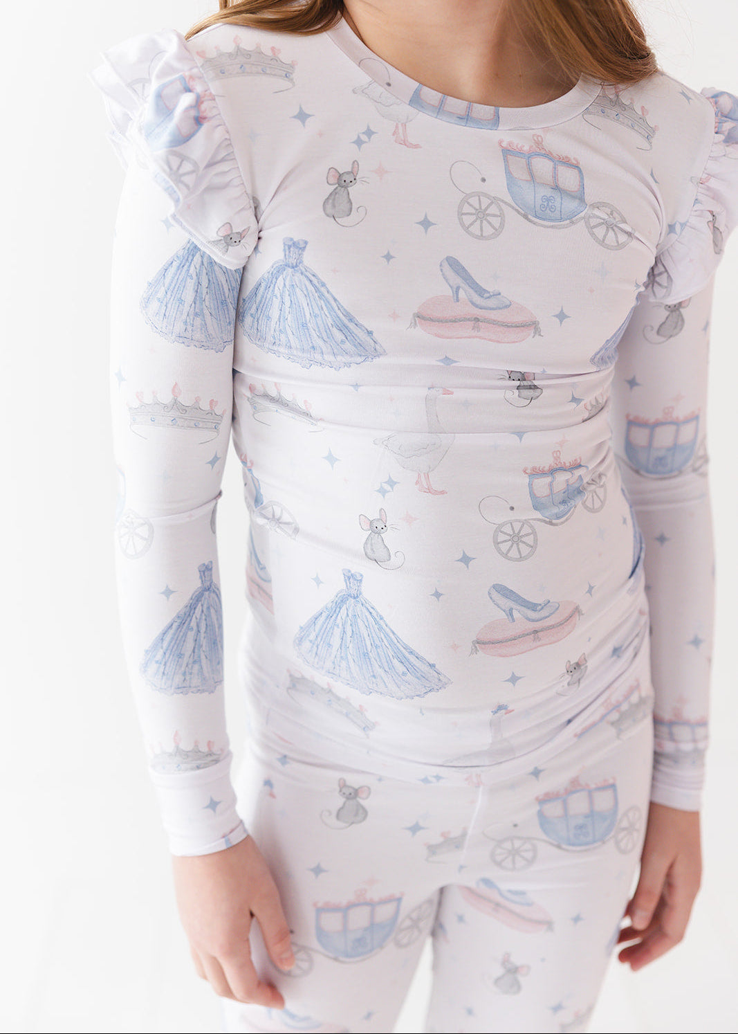 Bamboo Pajama Set for little girls or toddler girls. With vintage Disney Cinderella print.