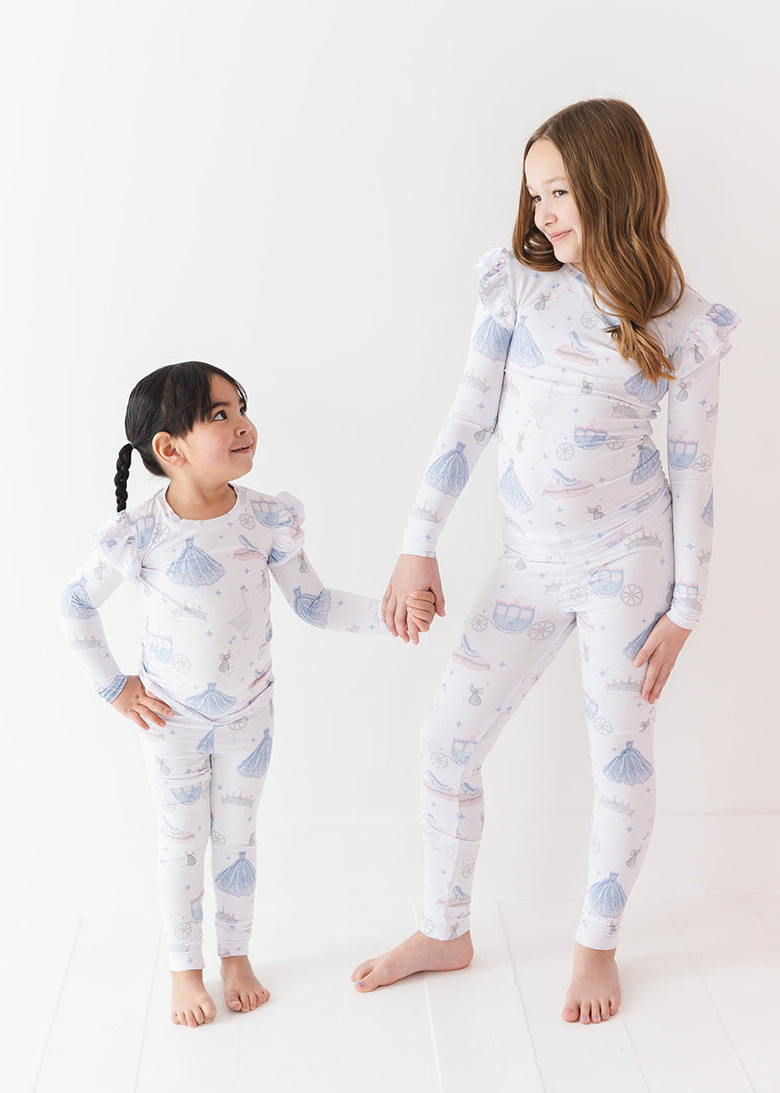 Bamboo Pajama Set for little girls or toddler girls. With vintage Disney Cinderella print.