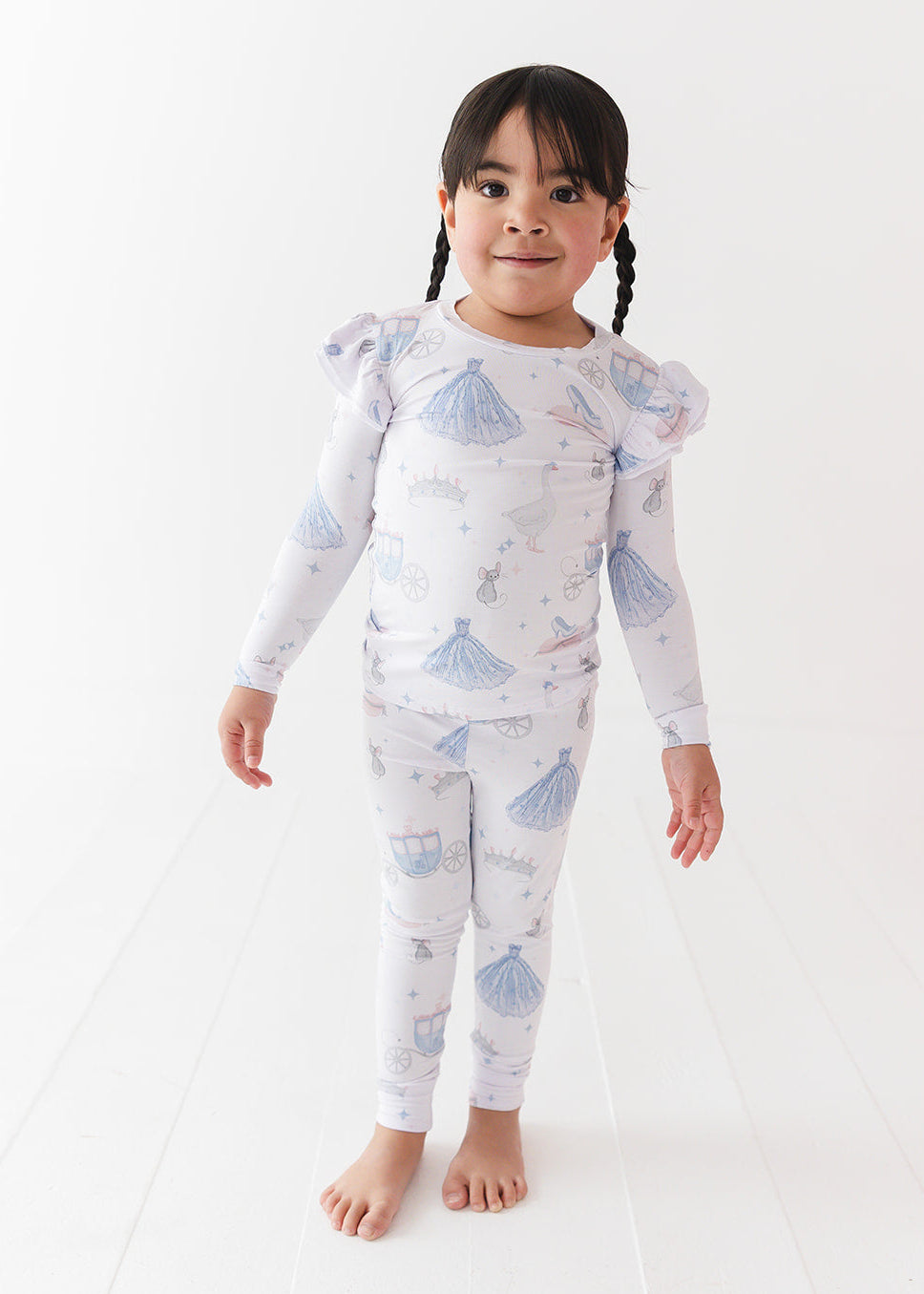 Bamboo Pajama Set for little girls or toddler girls. With vintage Disney Cinderella print.