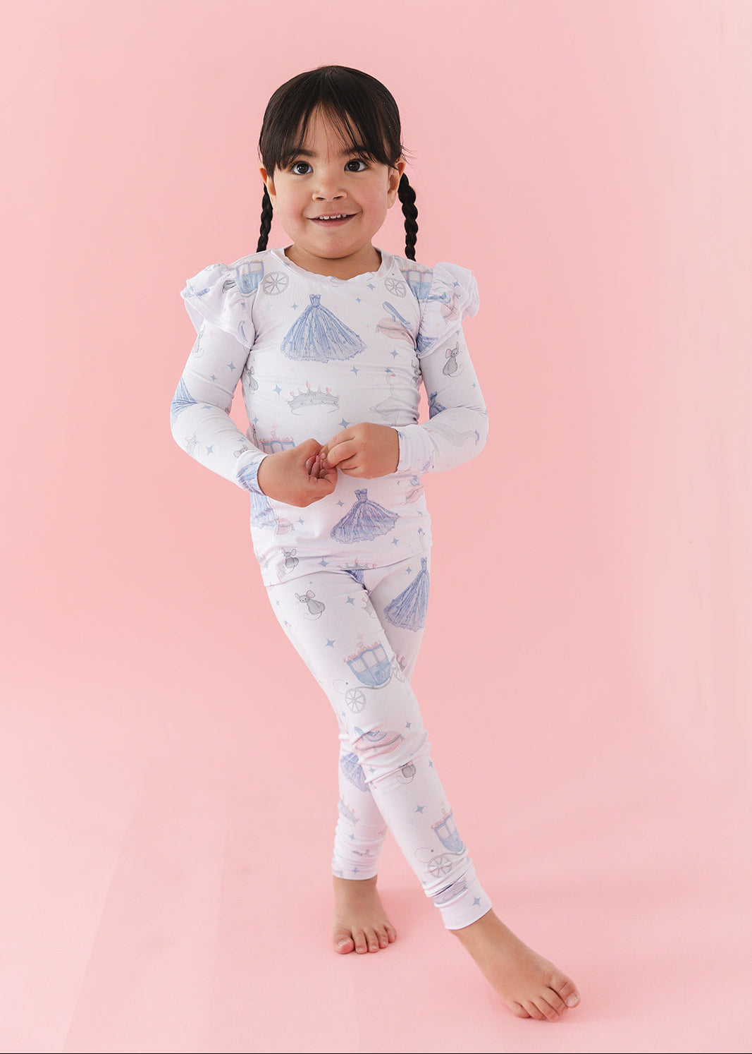 Bamboo Pajama Set for little girls or toddler girls. With vintage Disney Cinderella print.