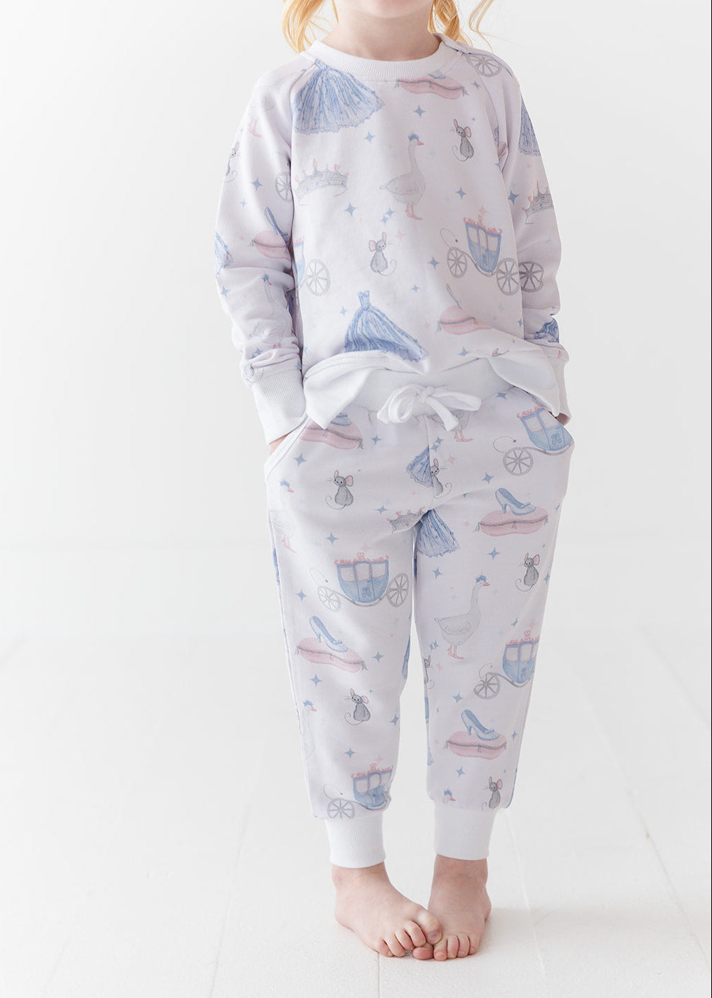 Bamboo French Terry Sweatshirt and Jogger Set. With vintage Disney Cinderella print.