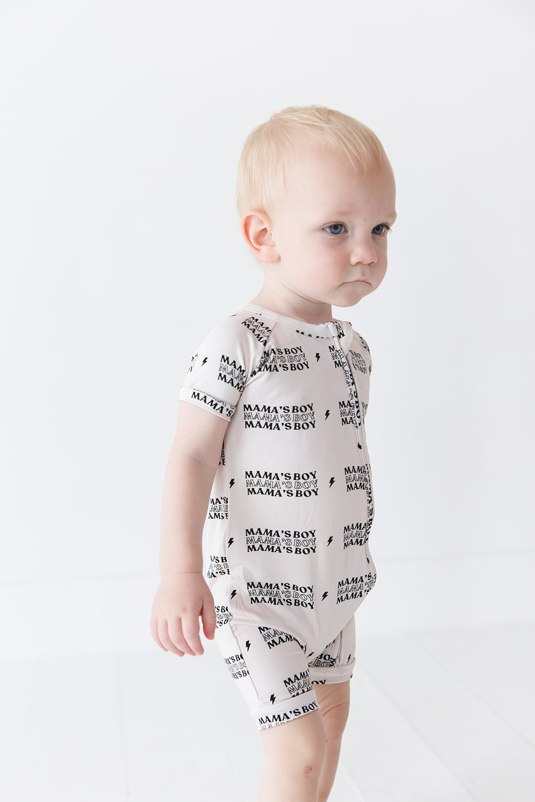 Bamboo Zipper Shortie Romper | Mama's Boy