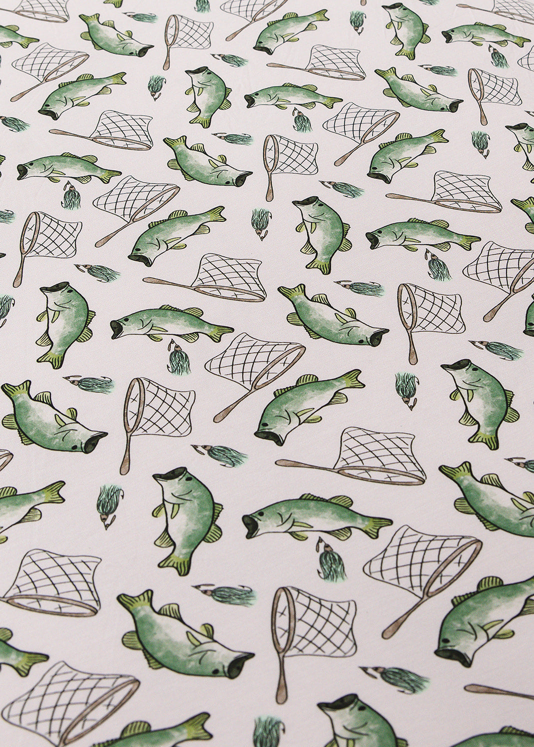 Fishing bamboo twin sheet set for toddlers and little kids.