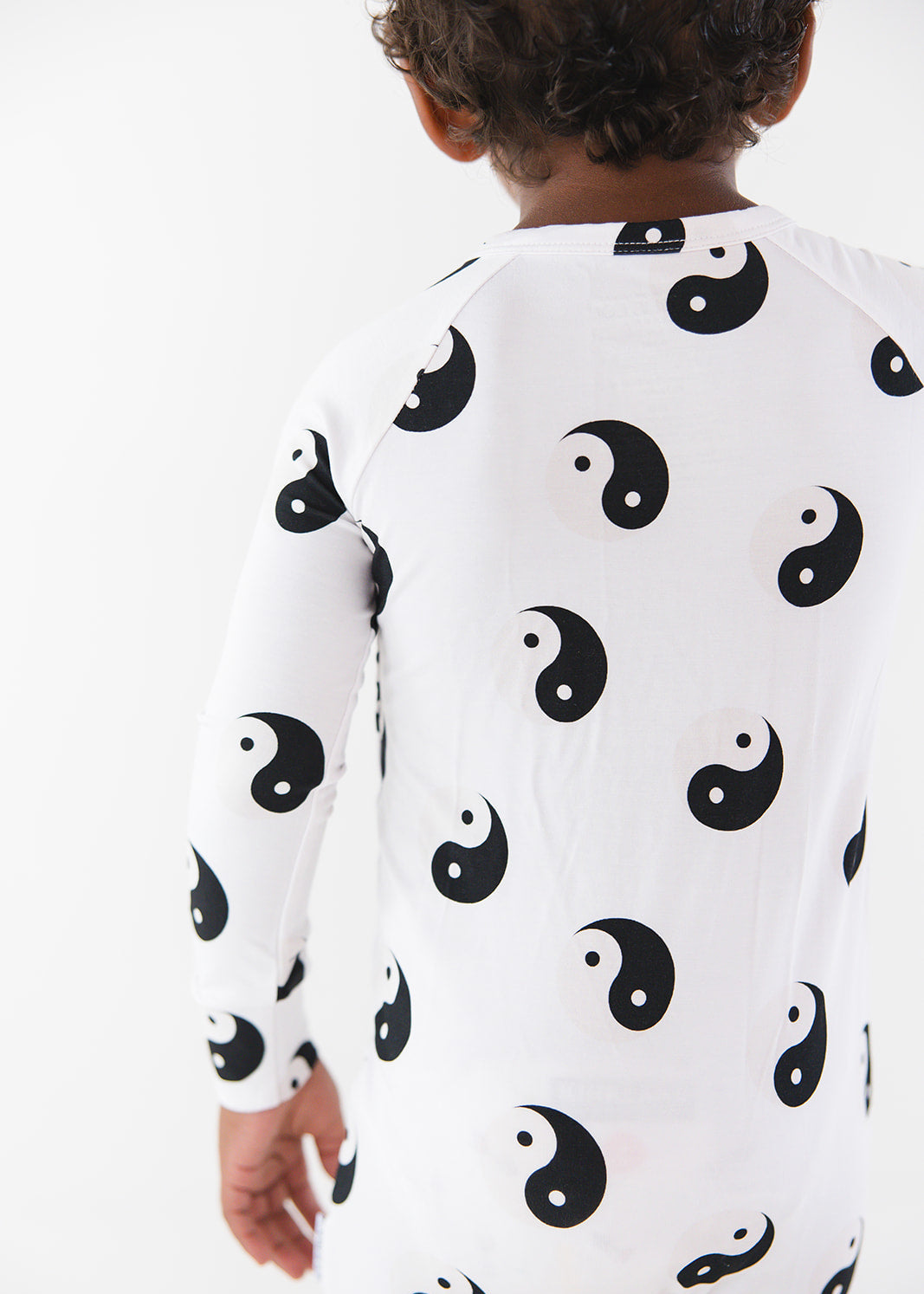 Bamboo convertible romper zippy with yin and yang print.
