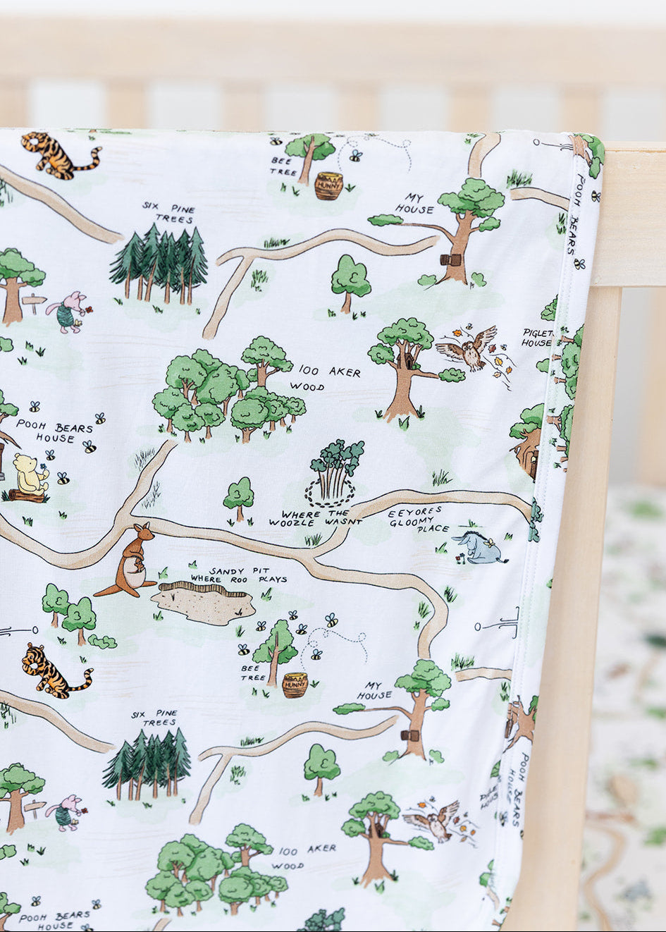 Winnie the Pooh Hundred Acre Wood bamboo swaddle.