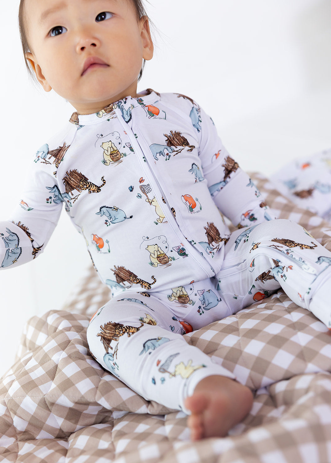 Winnie the Pooh bamboo convertible zippy romper for Fall.