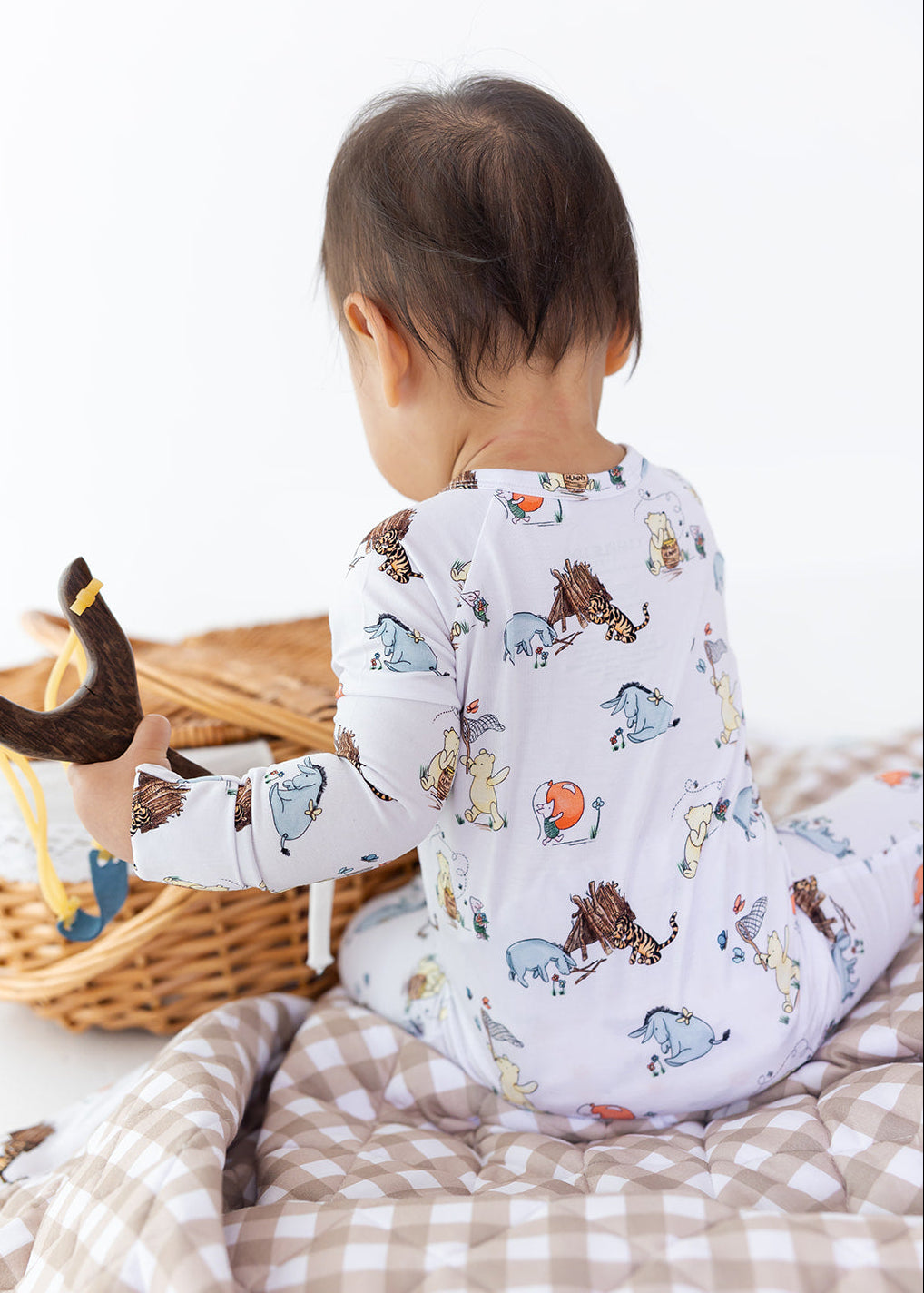 Winnie the Pooh bamboo convertible zippy romper for Fall.