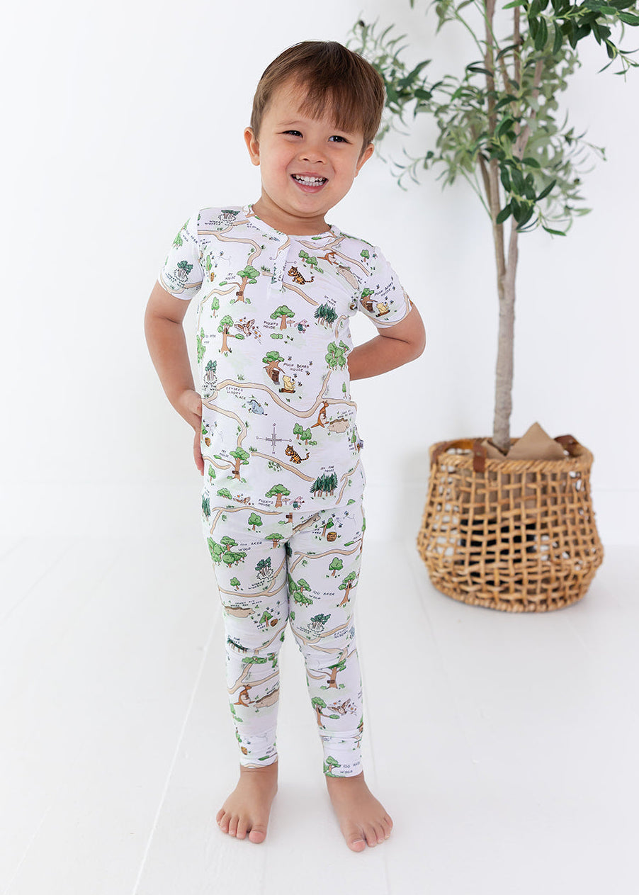 Winnie the Pooh Hundred Acre Wood bamboo pajama set.