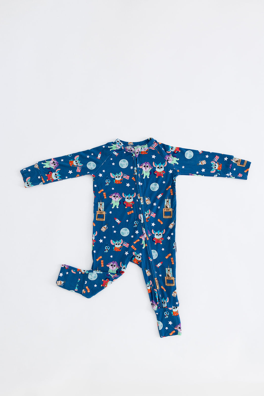 Chip Chilla convertible bamboo romper with double zippers for baby boys and girls.