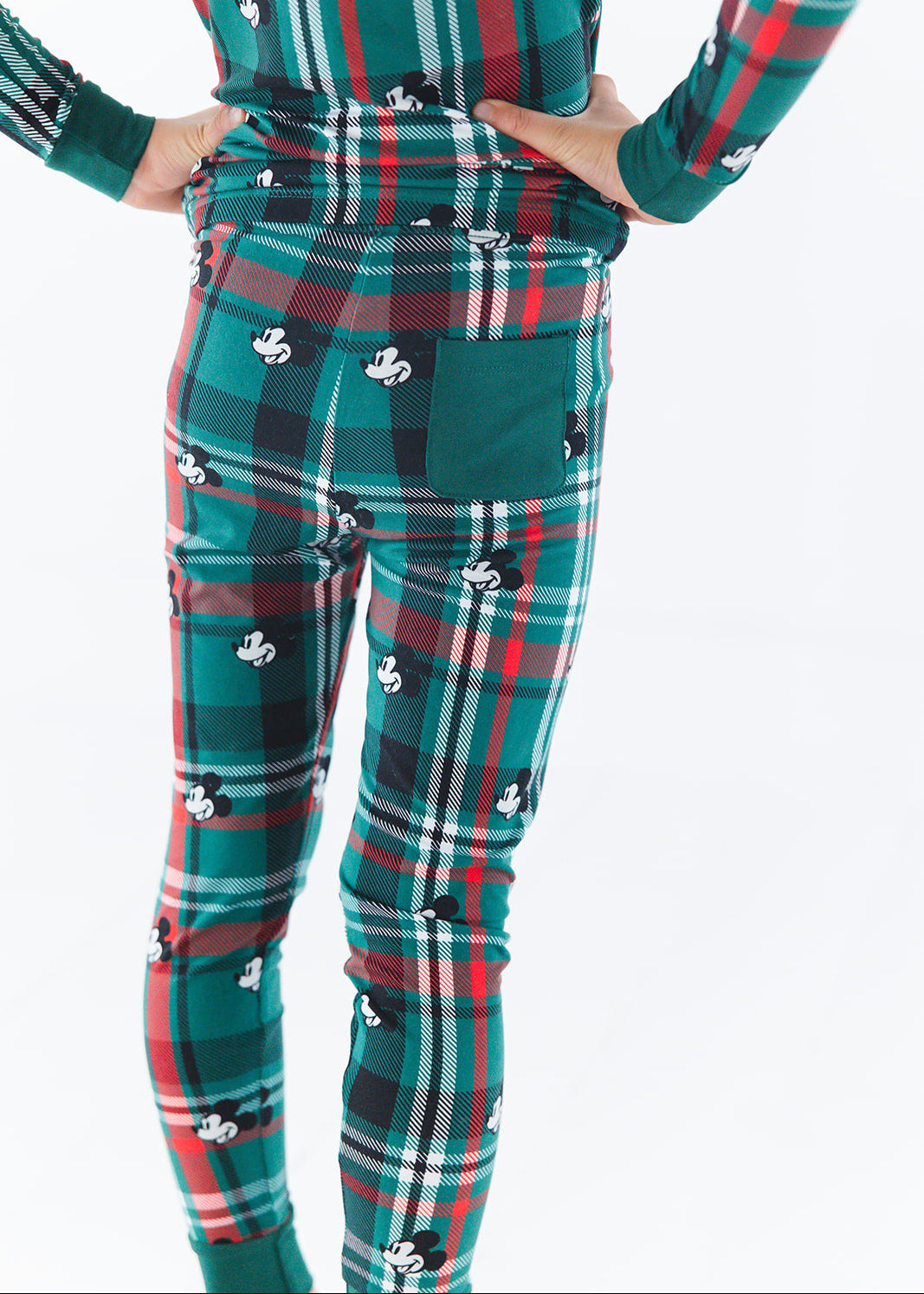 Bamboo Christmas Mickey Disney Pajamas with family matching for toddlers in green and red tartan.