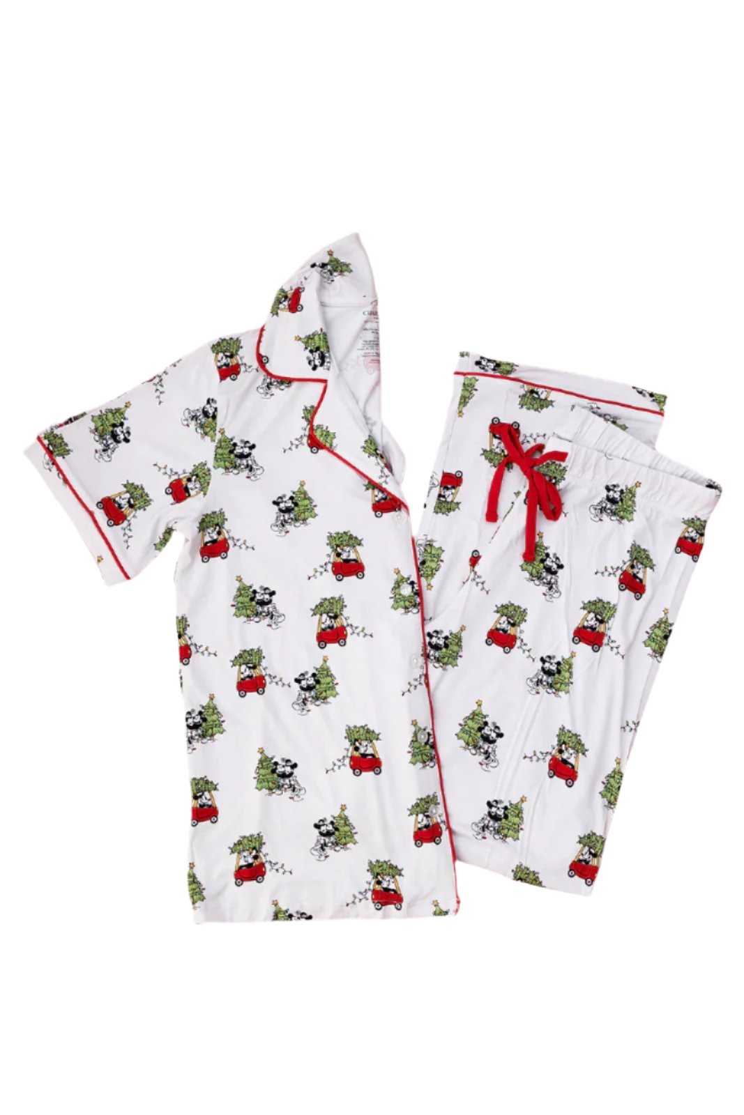 Women's bamboo pajama set for Christmas family matching with Disney's Steamboat Willie Minnie and Mickey Mouse.