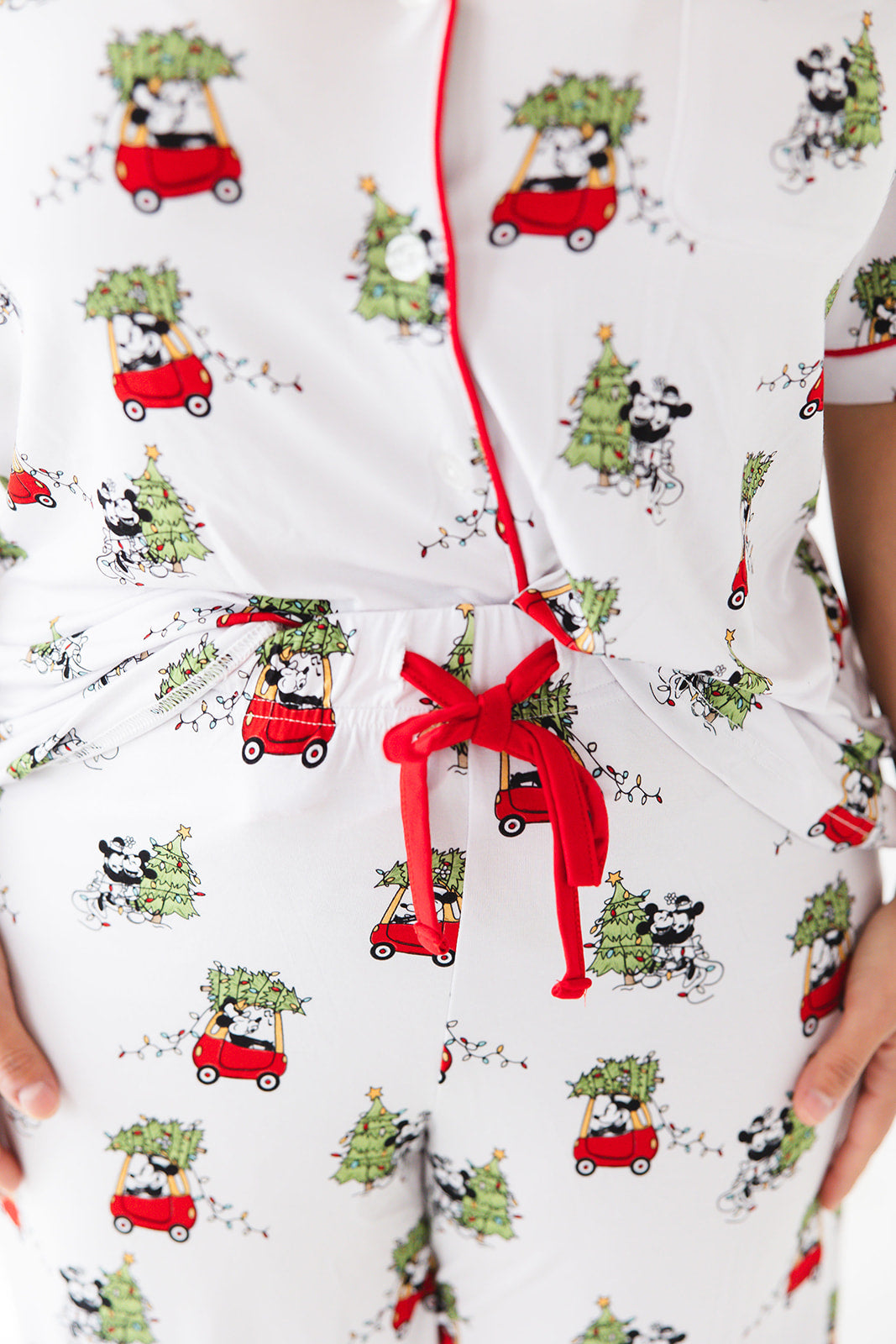 Women's bamboo pajama set for Christmas family matching with Disney's Steamboat Willie Minnie and Mickey Mouse.