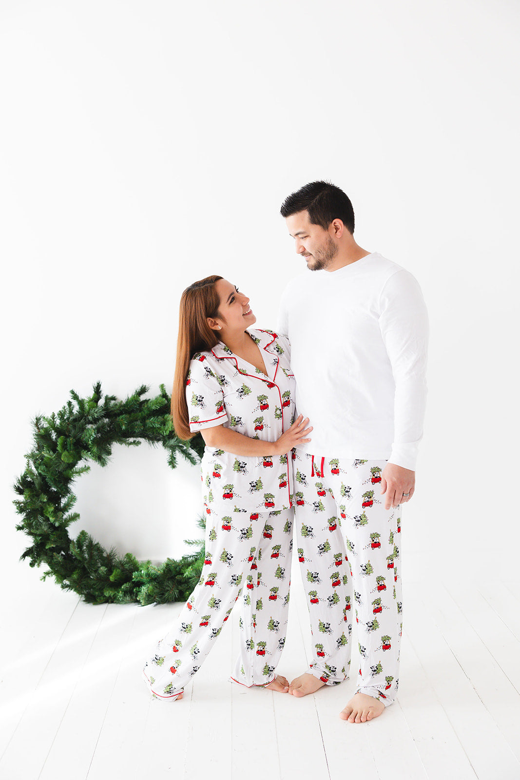 Men's bamboo pajama pants in Steamboat Willie Christmas print with a relaxed fit and functional drawstring for all-day comfort. Made from soft, breathable bamboo fabric with moisture-wicking and hypoallergenic benefits. Perfect for family matching sets.