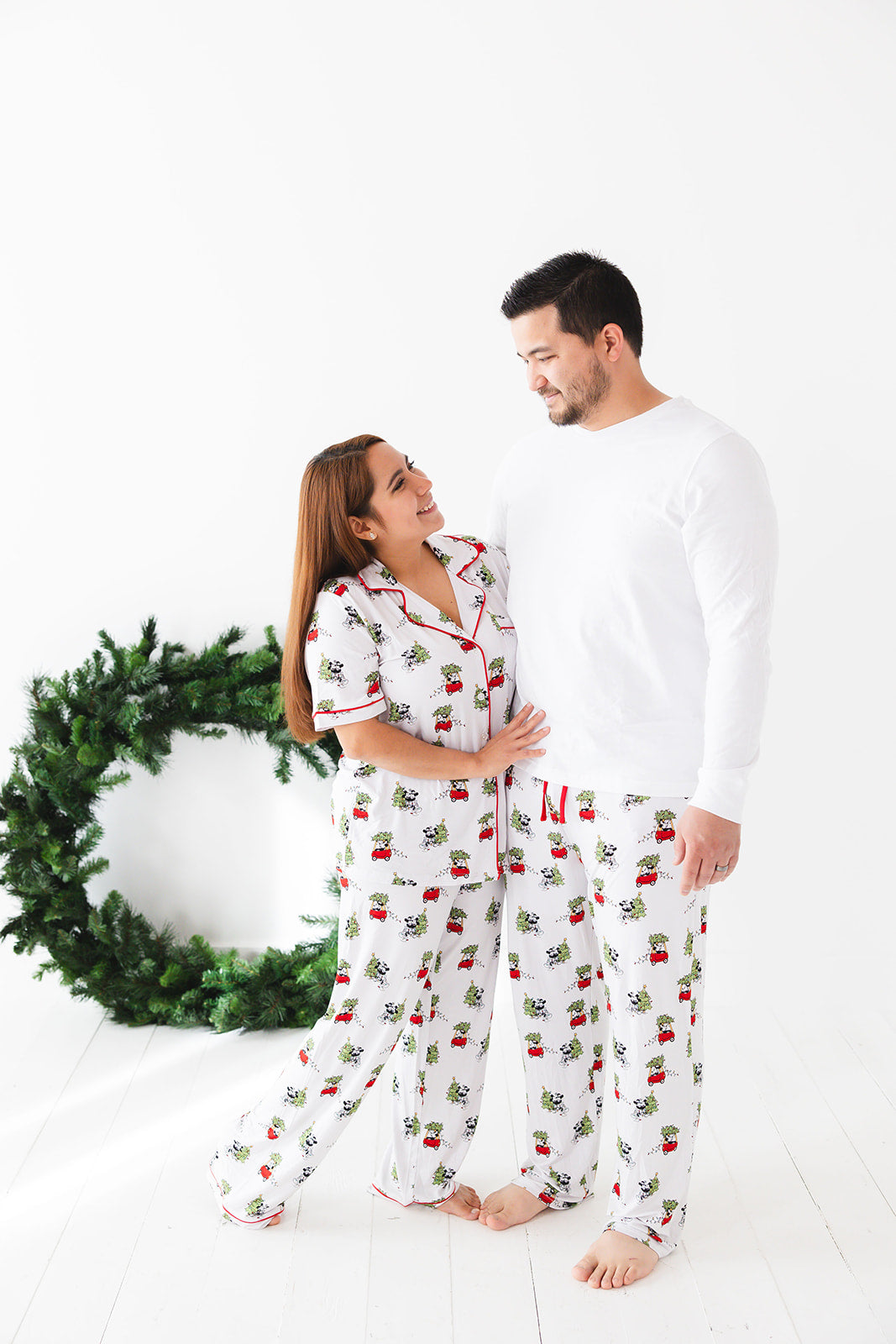 Women's bamboo pajama set for Christmas family matching with Disney's Steamboat Willie Minnie and Mickey Mouse.