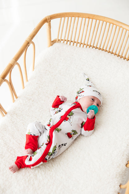 Bamboo beanie hat for baby going home outfit with Steamboat Willie featuring Disney's Minnie and Mickey Mouse.