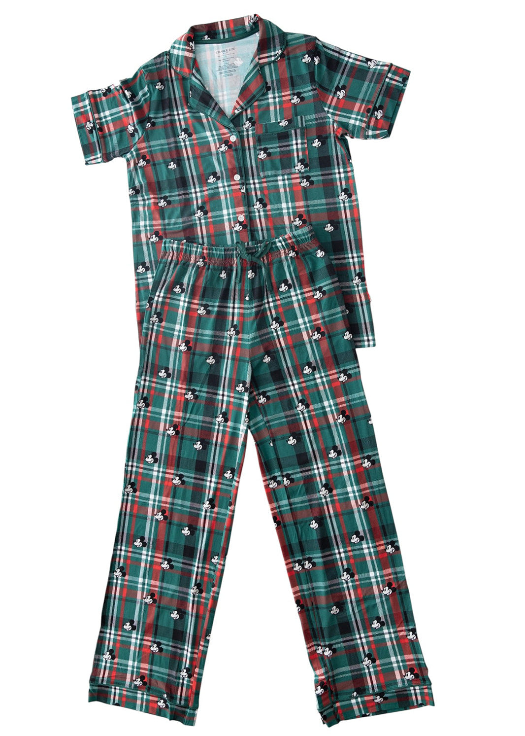 Women's Notch Collar Bamboo Pajama Set | Tartan Steamboat Willie