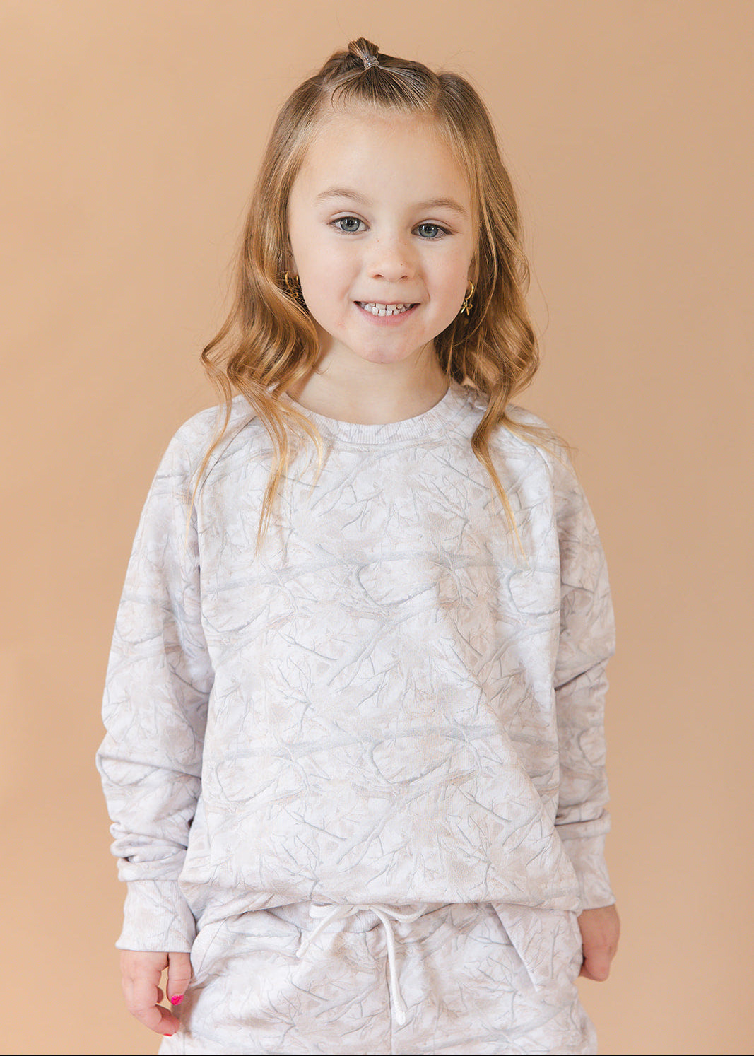 White oak camo bamboo french terry jogger set for toddlers and little kids. 