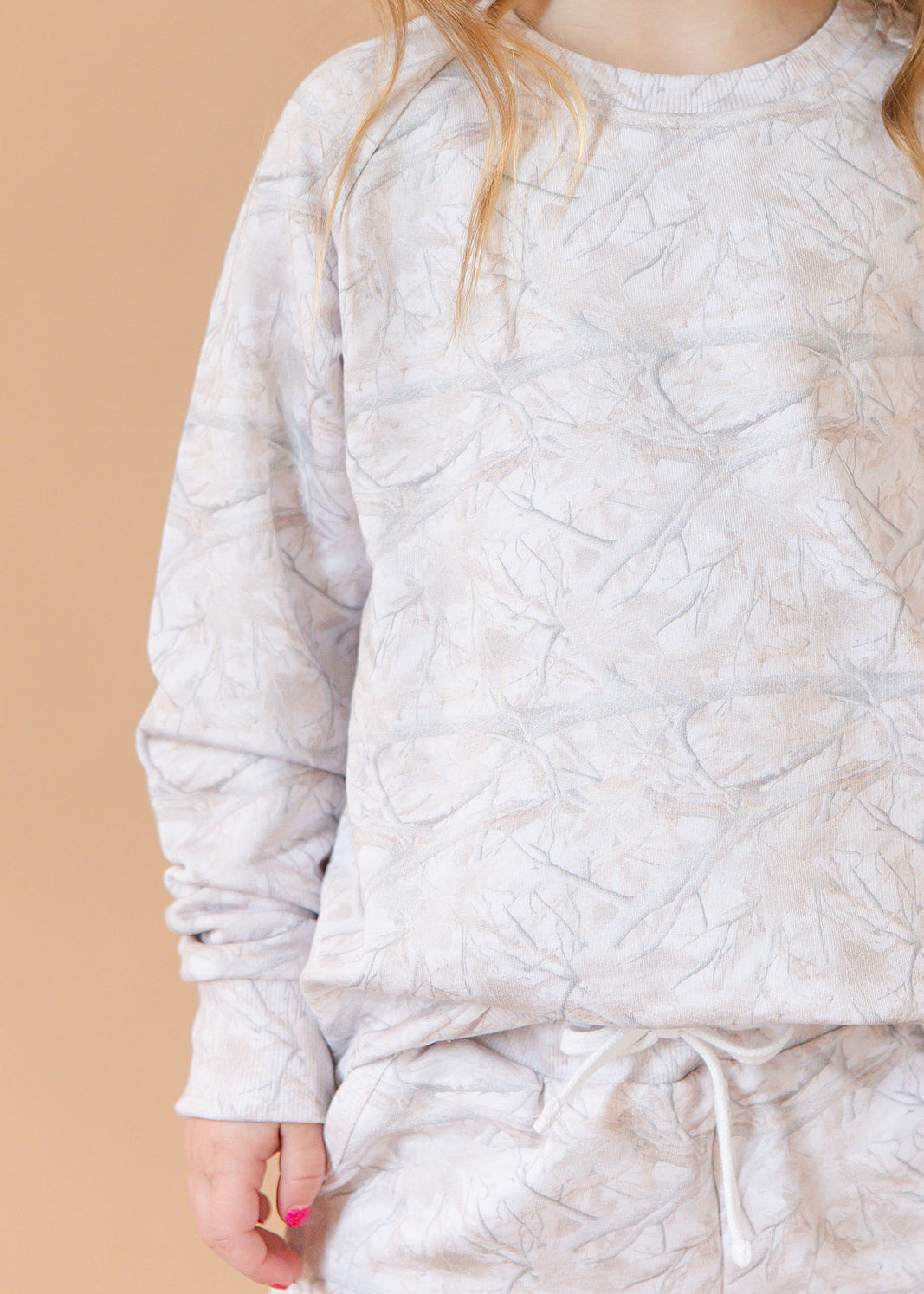 White oak camo bamboo french terry jogger set for toddlers and little kids. 