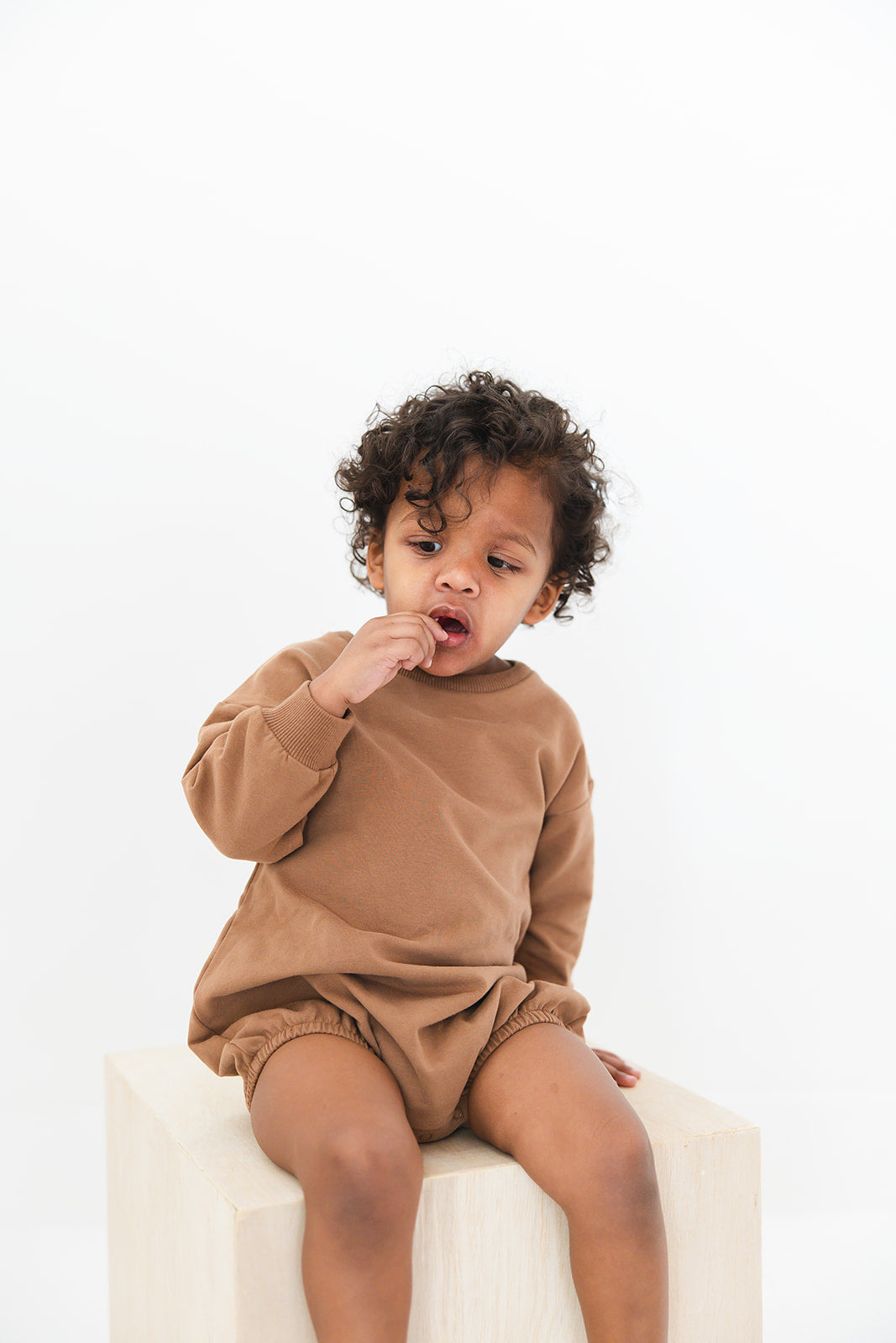 Organic Cotton Bubble Romper | Brown