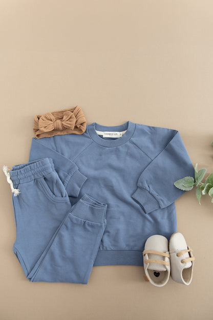 Organic Cotton Sweatsuit Set | Blue