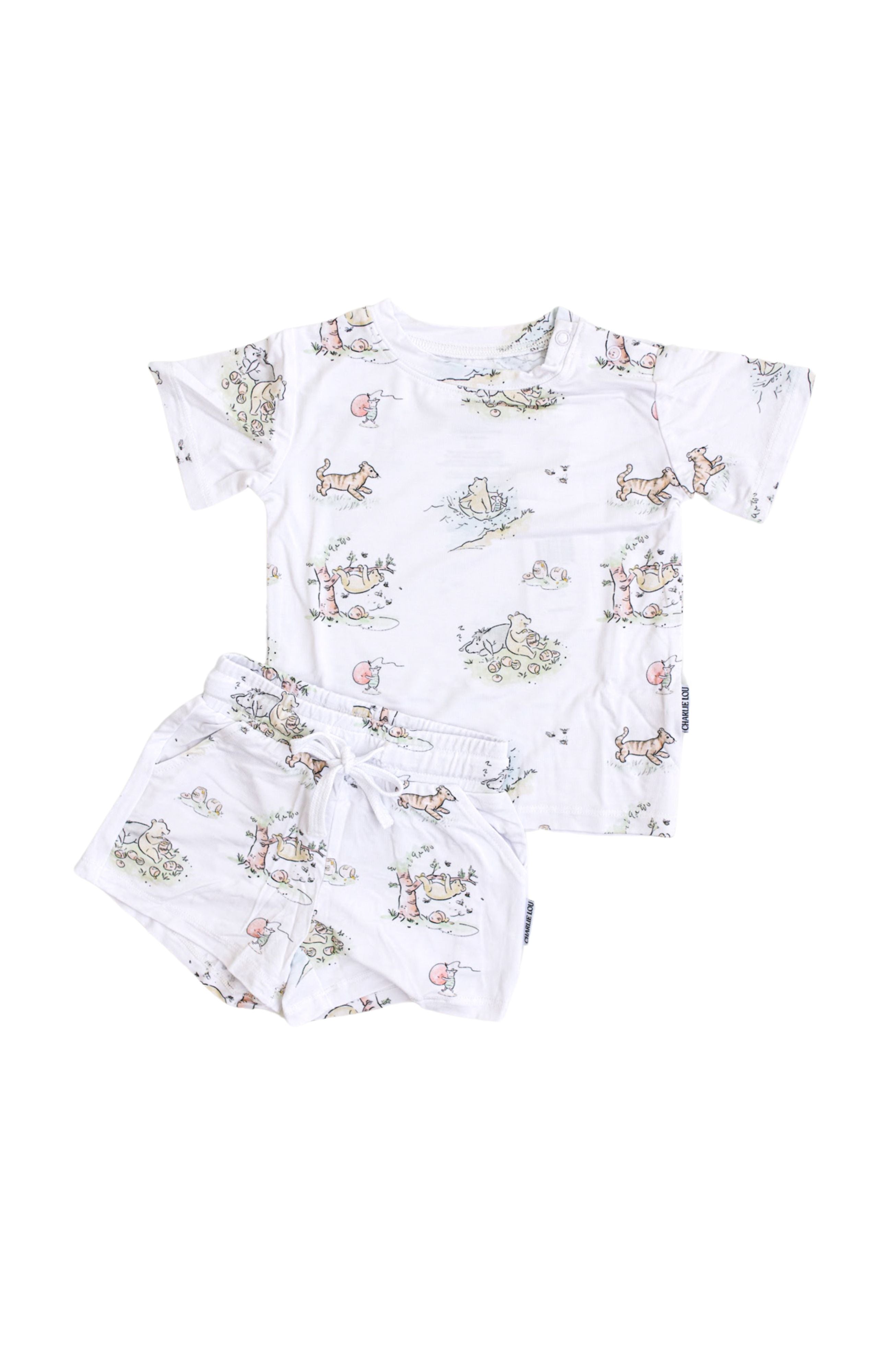 Winnie the Pooh bamboo shorts and tshirt set.