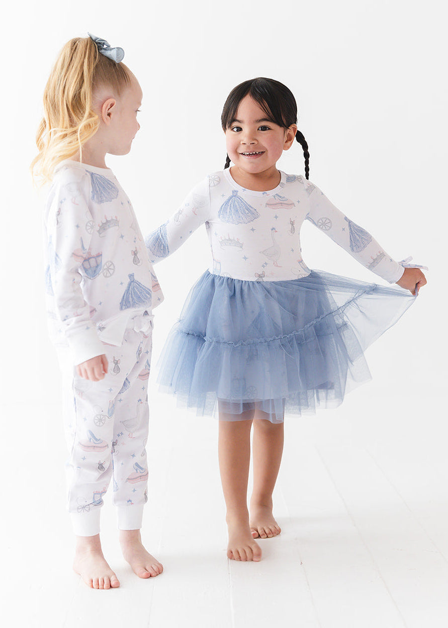 Bamboo tulle little girl or toddler dress with vintage Disney Cinderella print.