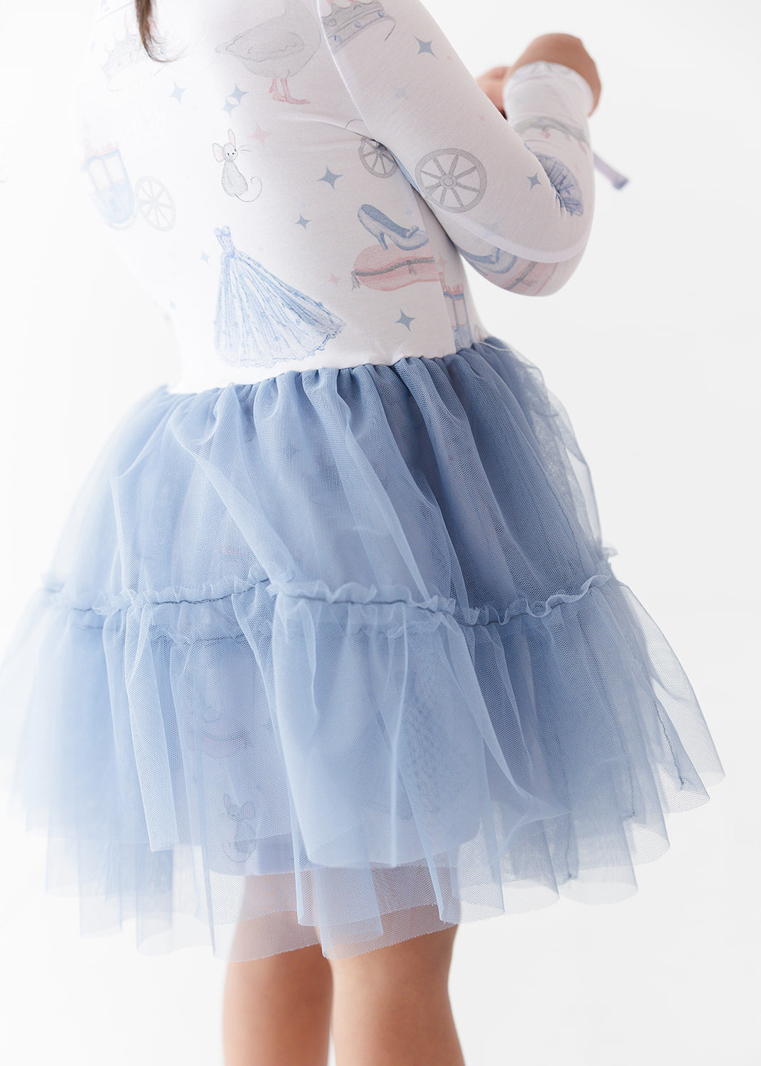 Bamboo tulle little girl or toddler dress with vintage Disney Cinderella print.