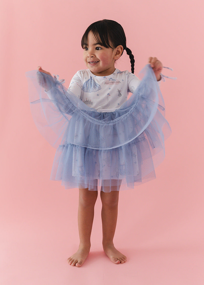 Bamboo tulle little girl or toddler dress with vintage Disney Cinderella print.