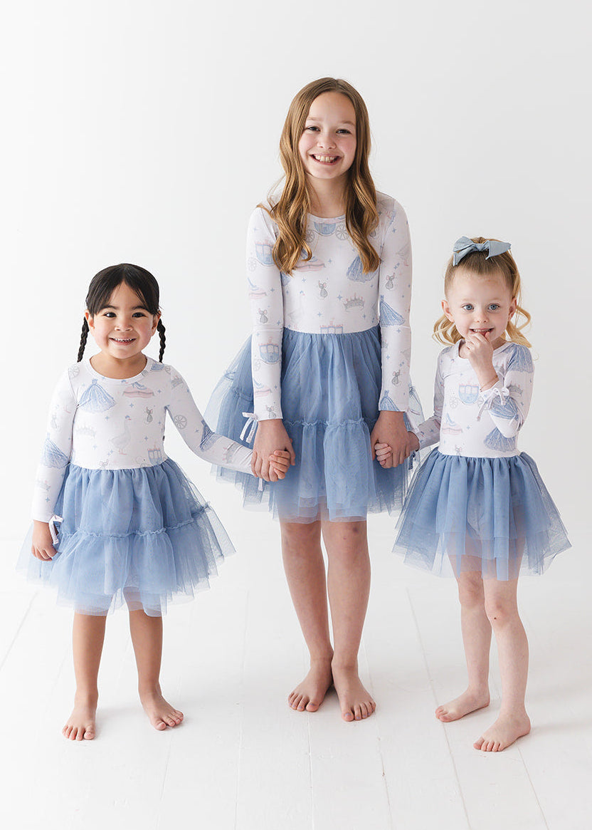Bamboo tulle little girl or toddler dress with vintage Disney Cinderella print.