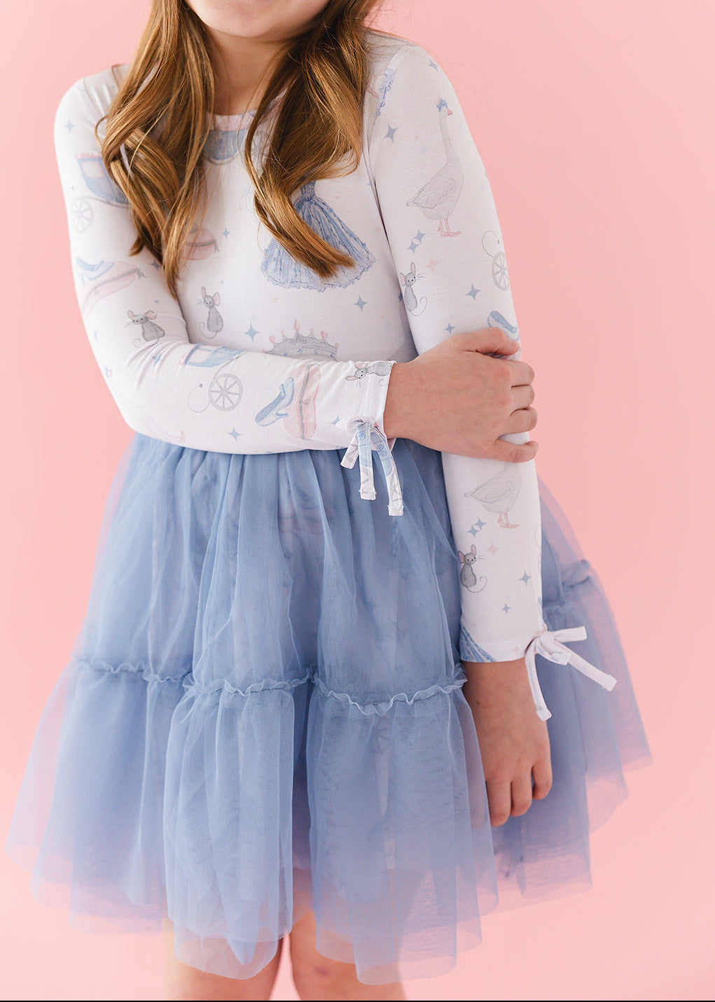 Bamboo tulle little girl or toddler dress with vintage Disney Cinderella print.