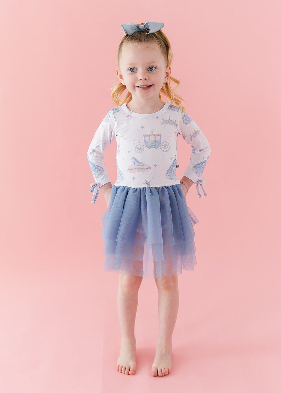 Bamboo tulle dress with bodysuit underneath. Print is vintage Disney Cinderella.