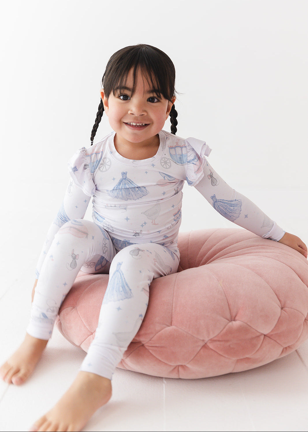 Bamboo Pajama Set for little girls or toddler girls. With vintage Disney Cinderella print.