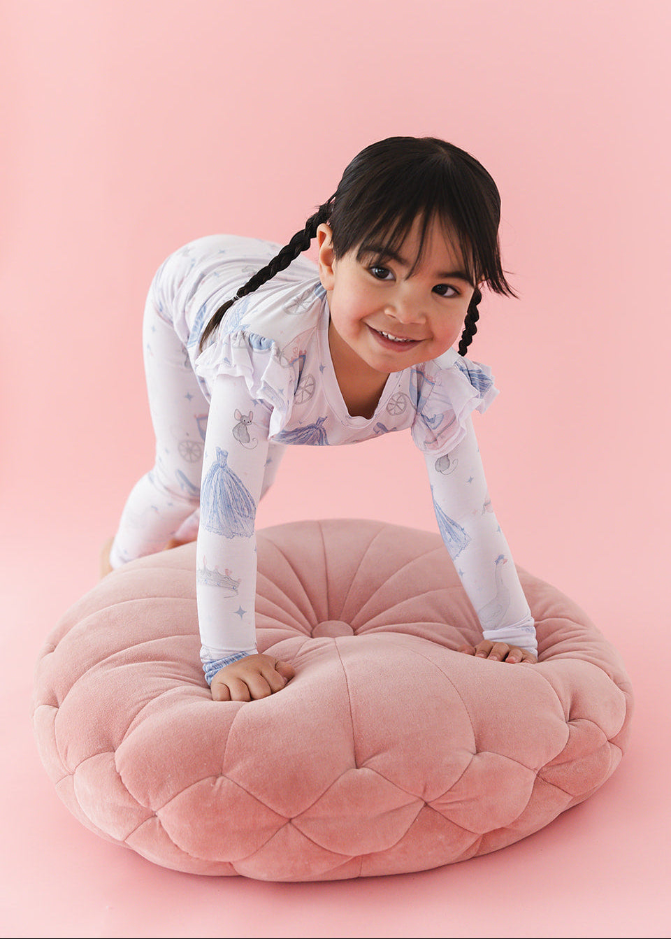 Bamboo Pajama Set for little girls or toddler girls. With vintage Disney Cinderella print.