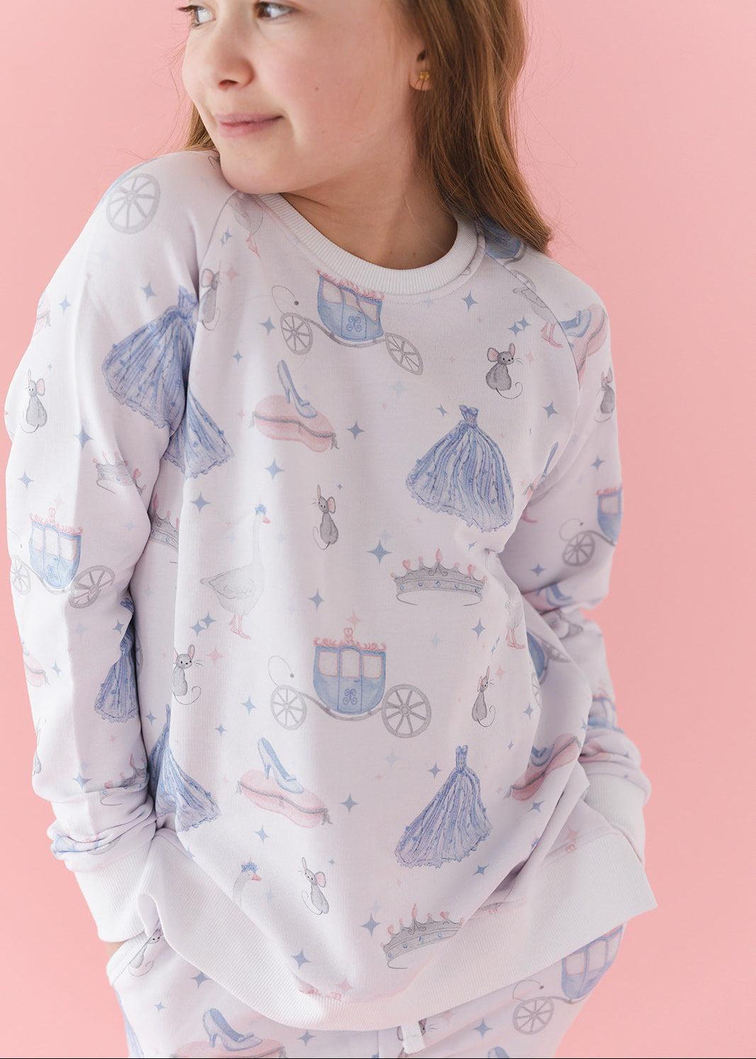 Bamboo French Terry Sweatshirt and Jogger Set. With vintage Disney Cinderella print.