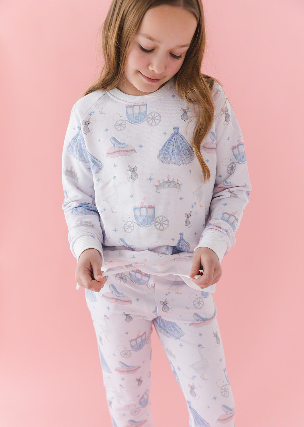 Bamboo French Terry Sweatshirt and Jogger Set. With vintage Disney Cinderella print.