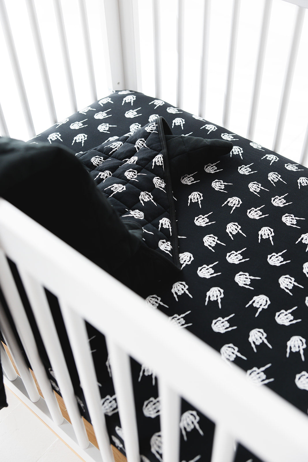 Rock N' Roll Skeleton bamboo quilted blanket with 3.0 TOG filling.