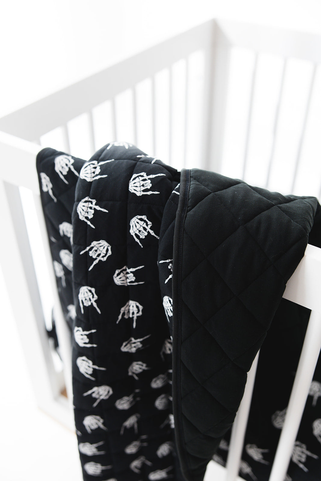 Rock N' Roll Skeleton bamboo quilted blanket with 3.0 TOG filling.