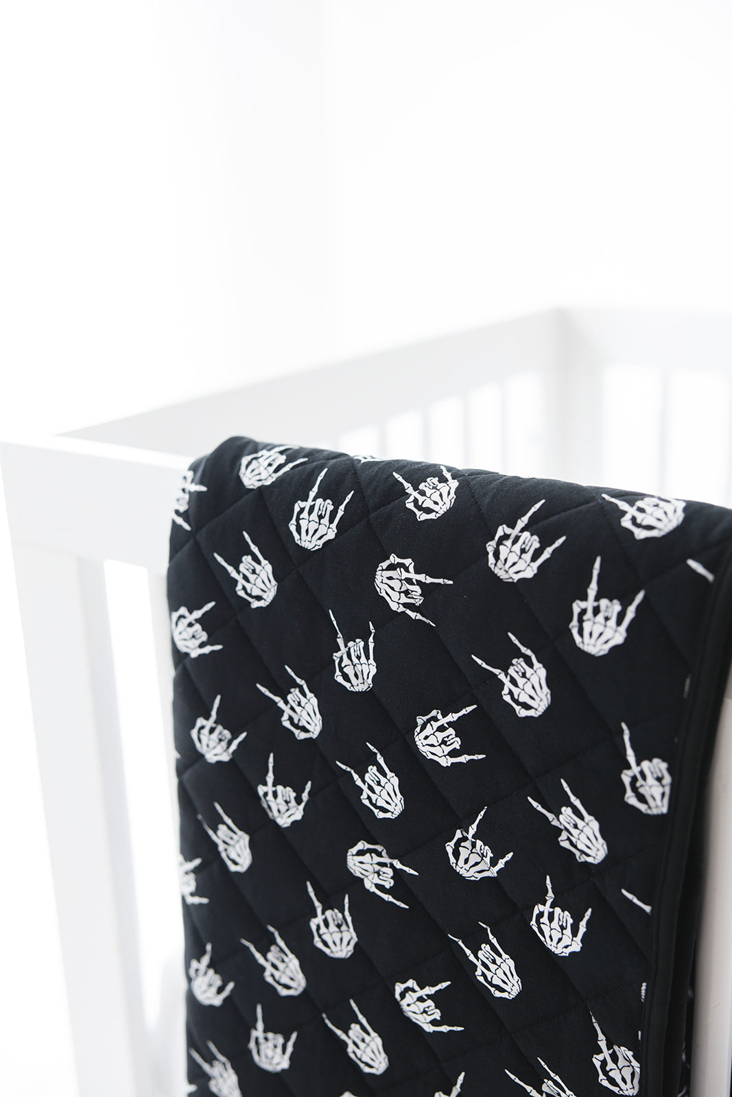 Rock N' Roll Skeleton bamboo quilted blanket with 3.0 TOG filling.