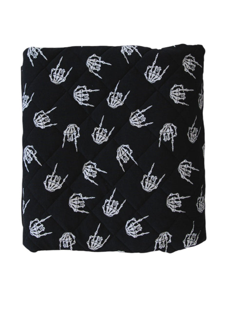 Rock N' Roll Skeleton bamboo quilted blanket with 3.0 TOG filling.