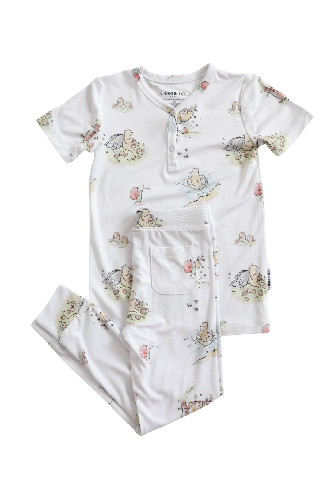 Winnie the Pooh Bamboo two piece pajama set which is gender neutral.