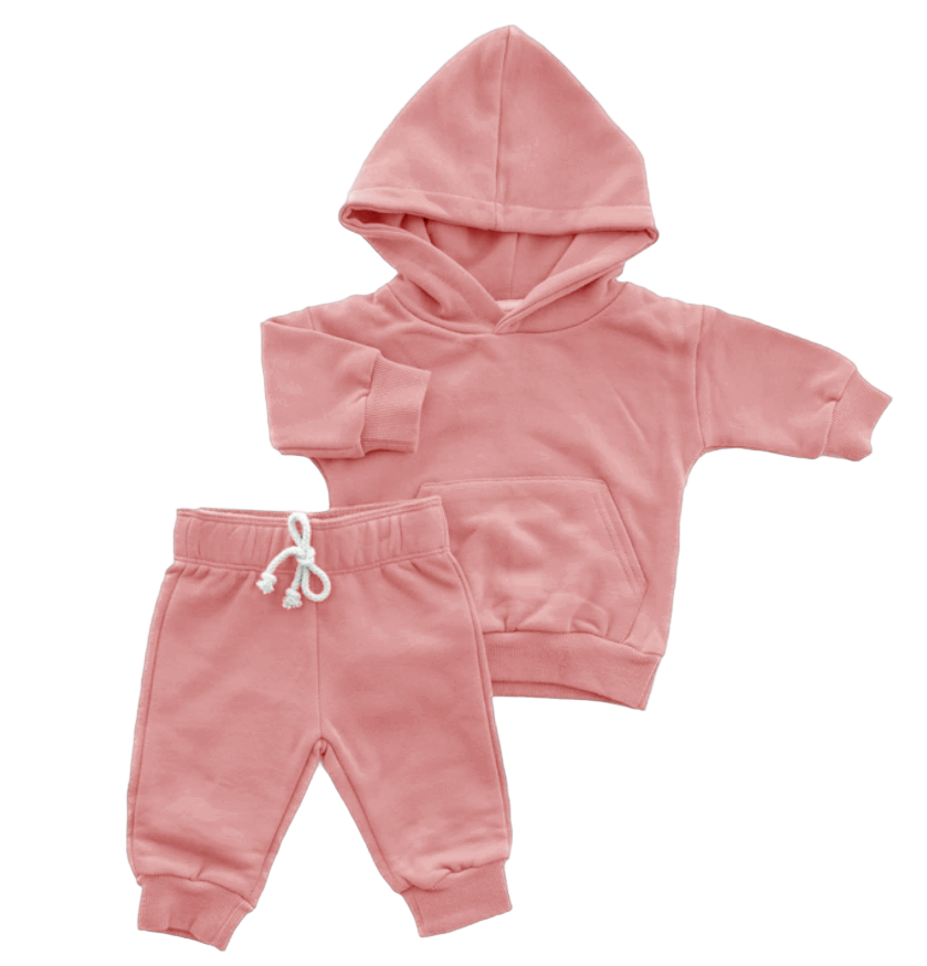 Organic Cotton Hoodie & Jogger Set | Pink