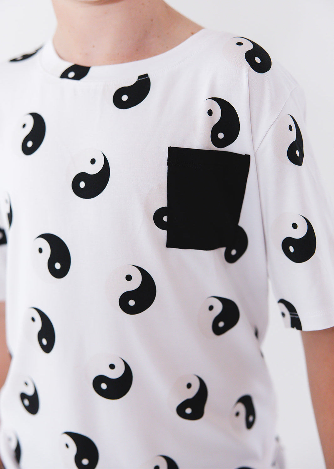 Bamboo t-shirt featuring a yin & yang print for baby, toddler and little boys.